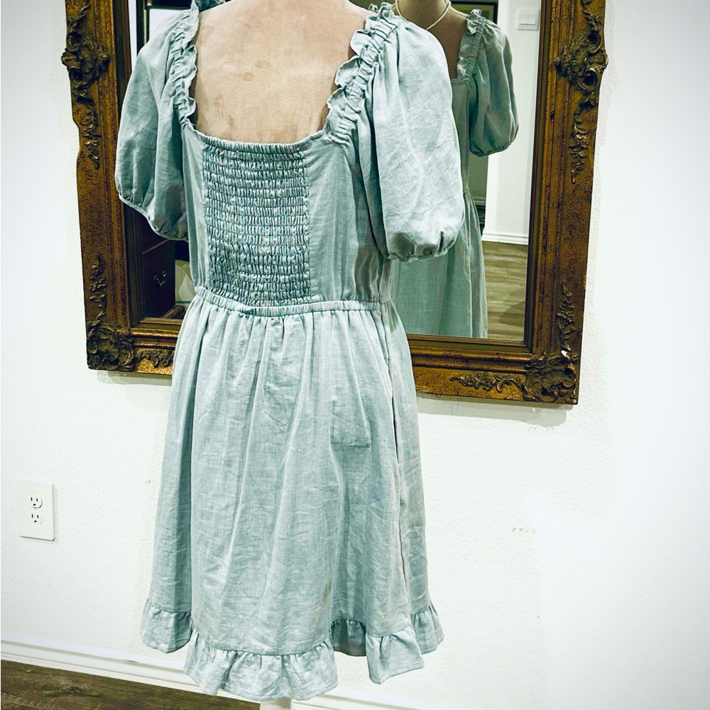 Who What Wear Baby Doll Puff Sleeve Mini Dress Sz M Farmhouse Prairie Milkmaid - Picture 3 of 6